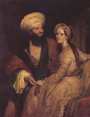 Henry William Pickersgill Portrait of James Silk Buckingham and his Wife in Arab Costume of Baghdad of 1816 (mk32) oil painting picture